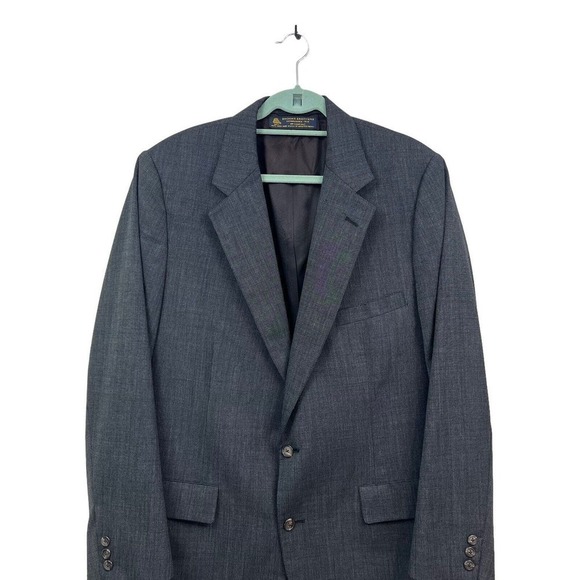 Brooks Brothers Wool Suit Blazer Sport Coat Men Lined Single Vent Gray Size 46L - Picture 2 of 6